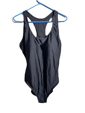 Nicole Miller Studio Black Racerback One Piece Swimsuit, 1X Plus, D Cup